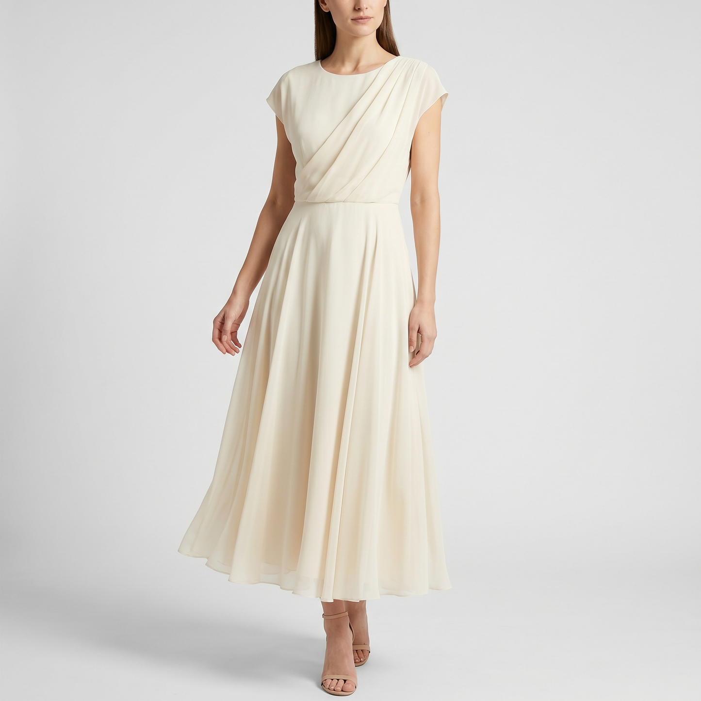 Abito Midi Serena – Chiffon Drappeggiato