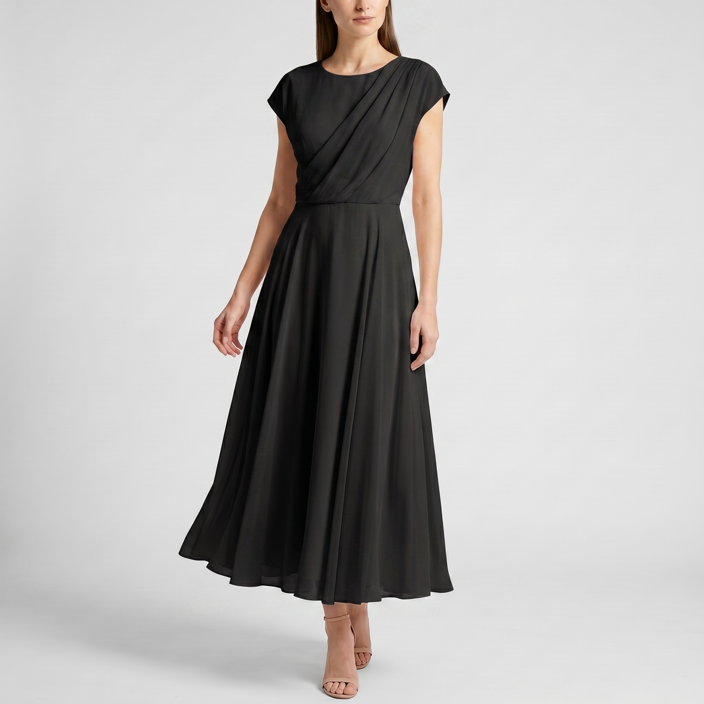 Abito Midi Serena – Chiffon Drappeggiato