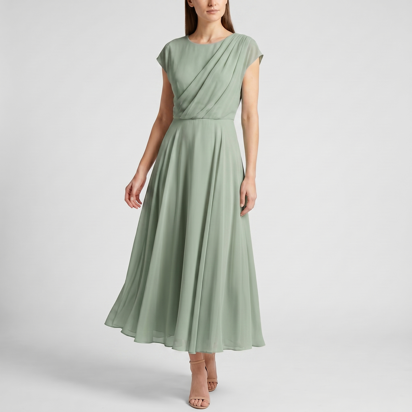 Abito Midi Serena – Chiffon Drappeggiato