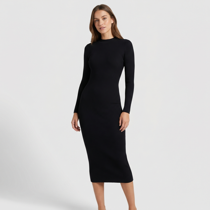 Abito Midi Bianca – Maglia a Coste